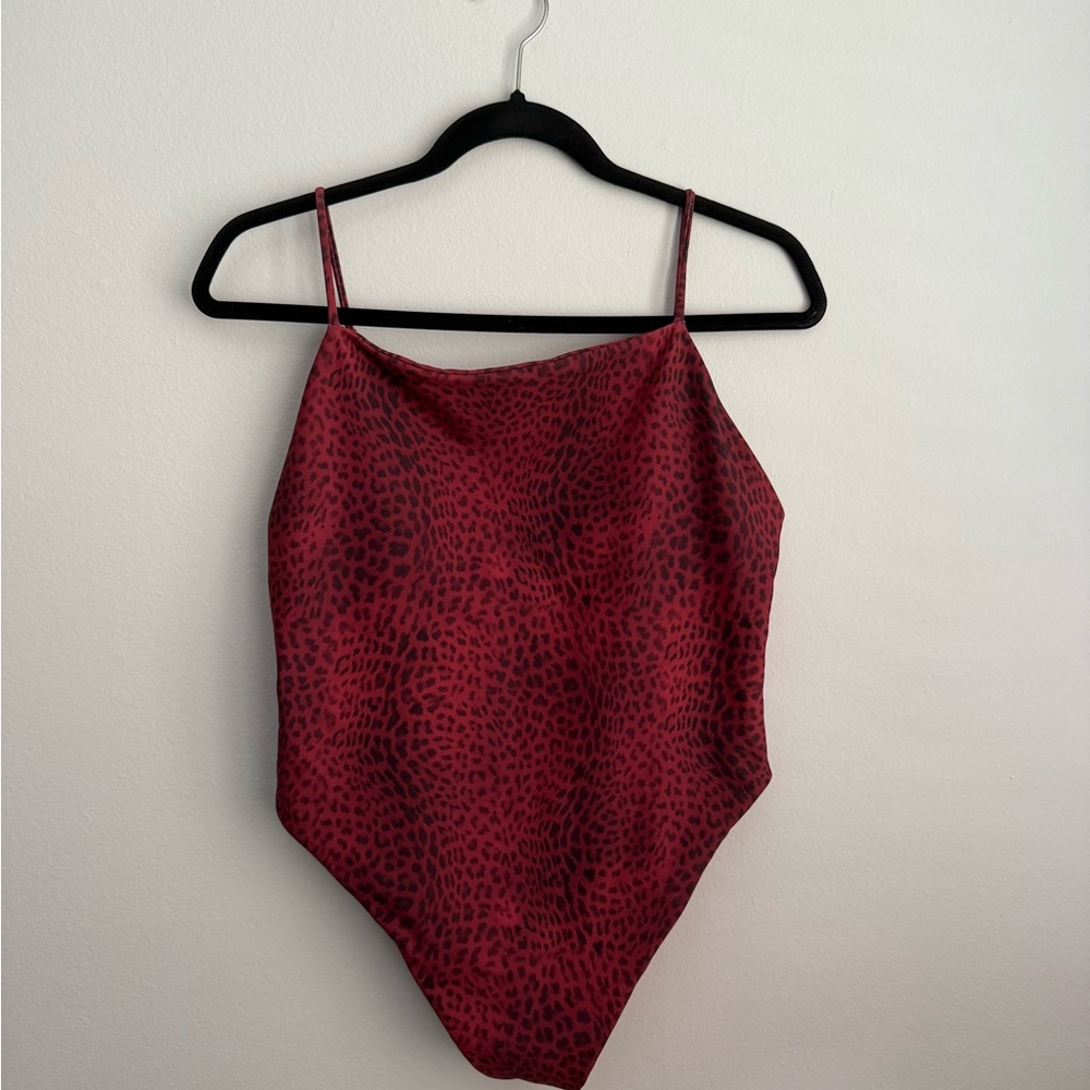 Red Leopard Print Swimsuit